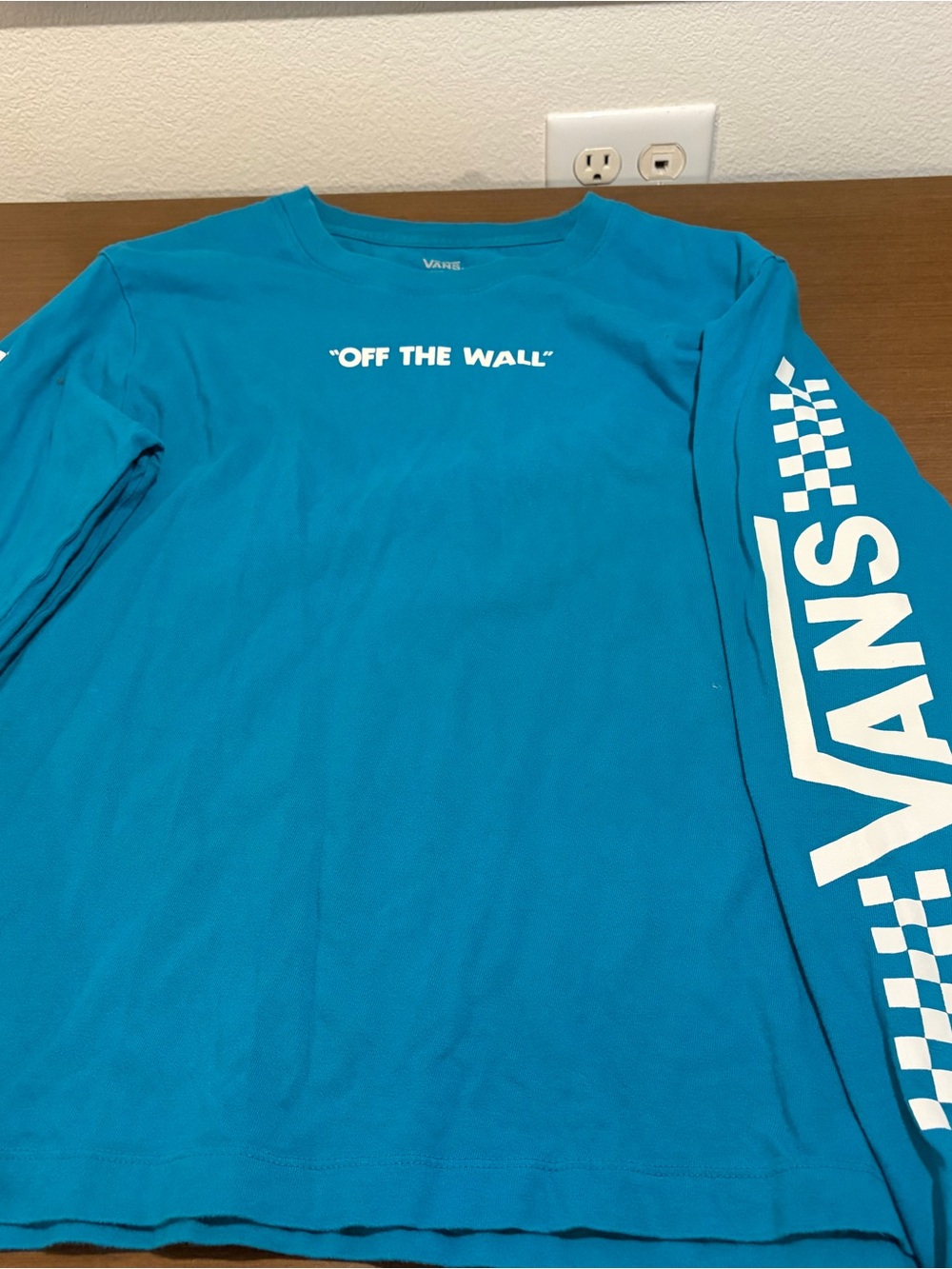 Vans Long Sleeve Tee in Teal with White 'Off The Wall' and Sleeve Logo